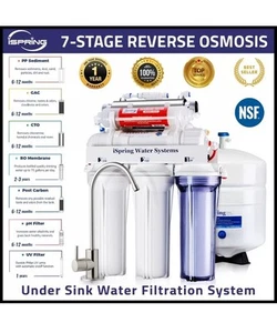 iSpring 7 Stage Under-Sink Reverse Osmosis System RO Water Filter Alkaline 75 GD - Picture 1 of 8