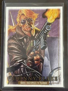 2024 UD Marvel Masterpieces 92 Platinum Wood base Johnny Blaze #2 - Picture 1 of 2