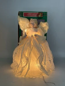 Vintage Lloyd Weihnachten um die Welt beleuchteter Perlen Engel Baumspitze 12" - Bild 1 von 12