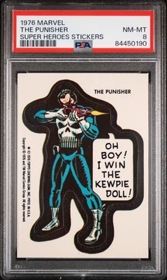 PSA 8 1976 Marvel The Punisher Rookie Card Super Heroes Stickers Comic Topps RC - Image 1 of 2