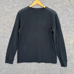 All Saints Thermal Pullover Sweater Mens Medium Waffle Knit Designer Black - Picture 1 of 8