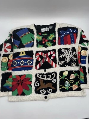 Suéter feo tejido opciones de diseño vintage para mujer XL regalo de Navidad bastón de caramelo Foto 1 de 3