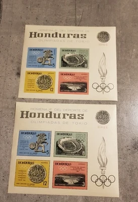 HONDURAS -OLYMPIAD TOKIO 1964 - 2 迷你鞋 PERF &IMPERF 全新全新无标签 — 第 1/2 张图片
