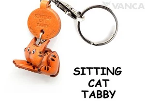 Tabby Cat Sitting Handmade Cat 3D Leather Keychain *VANCA* Made in Japan #56403 - Picture 1 of 10