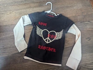 wildchild wear long sleeve layered tee with embroidered lettering (xs/s) - Picture 1 of 6