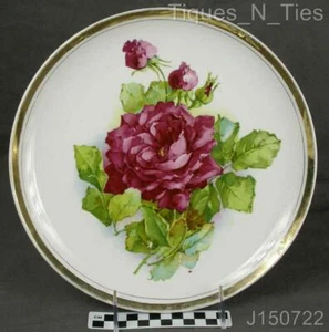 Western Gem National China Co Red Burgundy Roses Cabinet Decorator Plate (JJ) - Picture 1 of 6