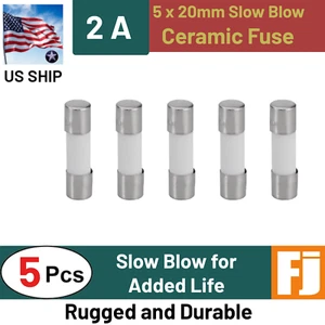 5x Slow-Blow Fuse 2A 250V Ceramic Fuses 5 x 20 mm (2 amp) - Picture 1 of 6