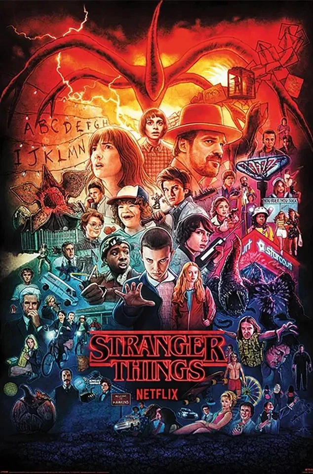 STRANGER THINGS SEASONS MONTAGE 24x36 POSTER NETLIX UPSIDE DOWN WORLD GIFT FUN!!
