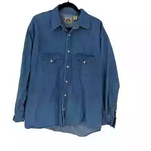 Vintage Barn Fly button shirt men's size medium chambray blue - Picture 1 of 9