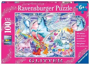 NEW SEALED Ravensburger 13928 Glitter Amazing Unicorns 100 Pc XXL Jigsaw Puzzle - Picture 1 of 9