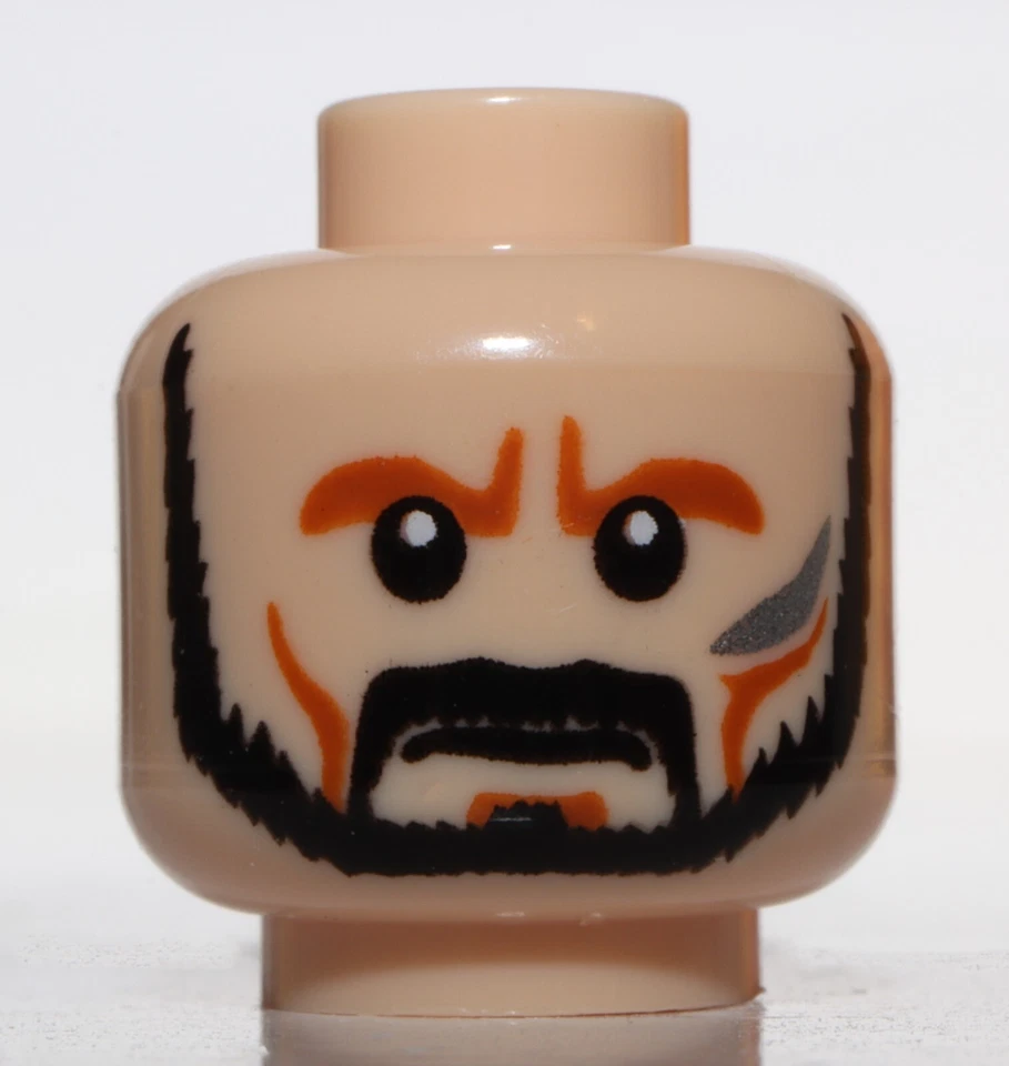 Lego Luz Cabeza de Turrón Barba Recortada Marca de Pómulo Plateado Foto 1 de 1