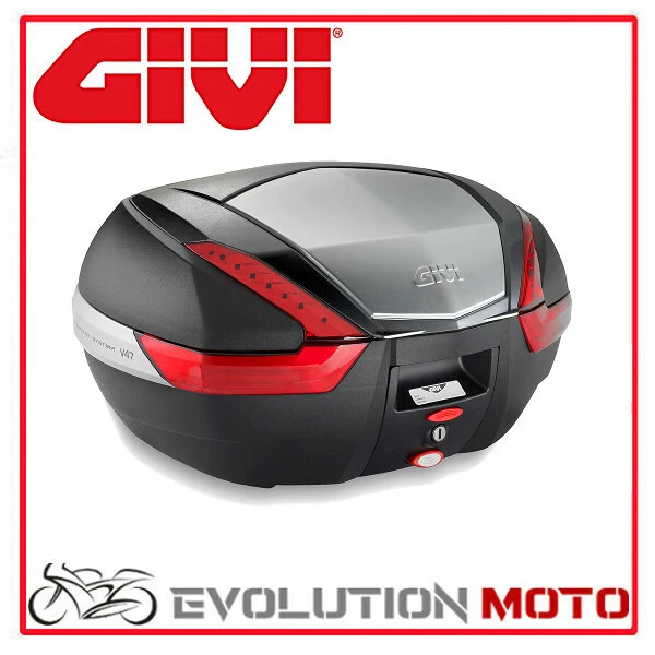 VALIGIA BAULETTO V47N MONOKEY GIVI CON CATADRIOTTI ROSSI E ALLUMINIO GRIGIO - Immagine 1 di 1