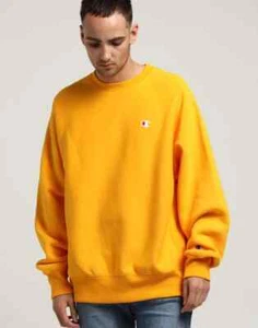 NWT CHAMPION LIFE LOGO GOLD REVERSE WEAVE FLEECE CREW NECK L XL SOLD OUT - Picture 1 of 2