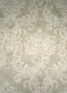 Large Cream Matte Damask on Satin Sage Green Faux  by Brewster CG71213 - Picture 1 of 11