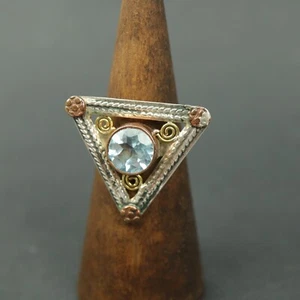 Vintage Sterling Silber Blautopas Art Deco Statement Ring 925 Gr. U 1/2 6,08 g - Bild 1 von 5