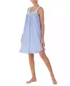 Nuevo $68 Eileen West Azul/Blanco MARGARITA ENCAJE Mezcla de algodón con dobladillo con volantes Talla L - Imagen 1 de 6