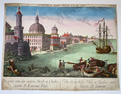 QUEBEC CANADÁ 1776 FRANCOIS XAV. HABERMANN VISTA ÓPTICA ANTIGUA GRANDE Foto 1 de 4