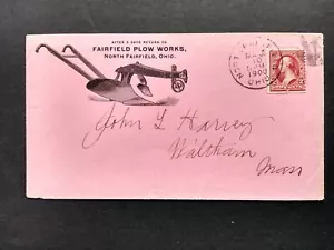 Ohio: North Fairfield 1900 Plow Co copertina pubblicitaria rosa illustrata - Foto 1 di 2