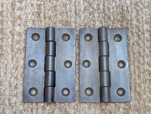 Pair 2 3/8" x 3 1/2" Antique Cast Iron Butt Hinges Door Hardware - Picture 1 of 4