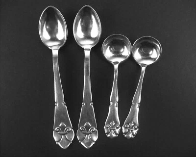 4 cucharas de sal de mostaza plateadas Dinamarca COH29 COHR lirio francés DTA ALTA  Foto 1 de 3