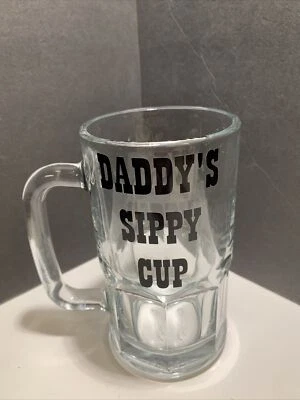 Taza de cerveza de vidrio Anchor Hocking vintage Daddy’s Sippy Cup Foto 1 de 4