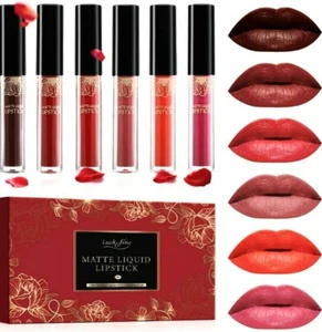 Luckyfine Matte Liquid Lipstick Set of 6 Colors Long-Lasting Waterproof New - Picture 1 of 12