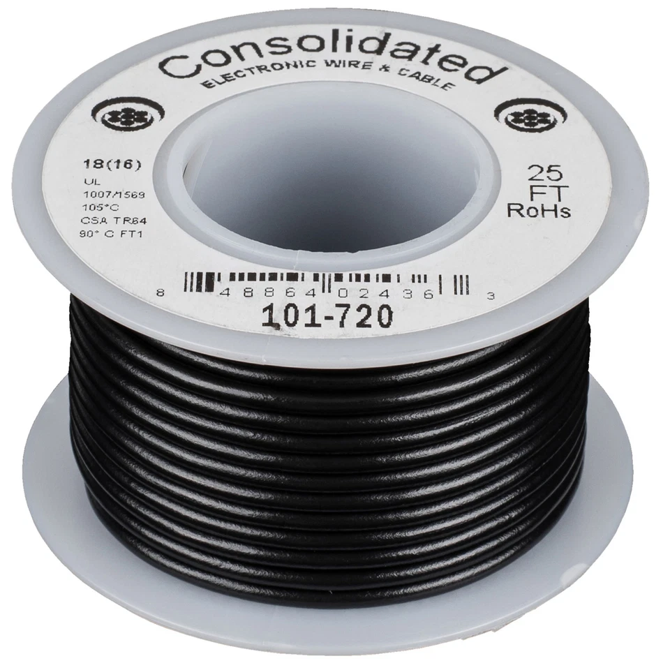 Consolidated Stranded 18 AWG Hook-Up Wire 25 ft. Black UL Ra - Image 1 of 1
