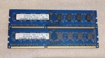 Kit Mémoire RAM DDR2 Hynix 4Go (2x2Go) PC2-10600 . - Photo 1/2