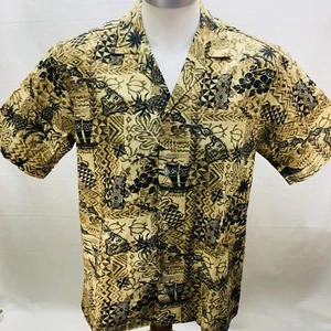 Winnie Fashion Men's Size L Beige Hawaiian Island Pineapple Floral SS Shirt  OD2 - Picture 1 of 9
