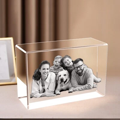 Personalised 3D Cube Crystal Photo Gifts, Birthday Wedding Anniversary Presents - Image 1 of 4