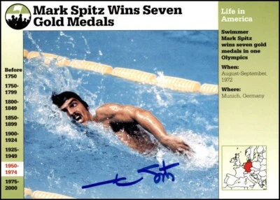 Mark Spitz Autographed 1994-01 Grolier Story of America Card 100551 - Image 1 of 2