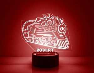 Train LED Light - Personalized FREE - NIGHT LIGHT LAMP. 16 Color With Remote. - Picture 1 of 8