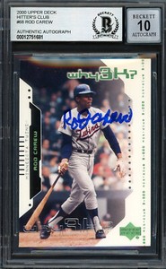 Rod Carew Autographed 2000 UD Hitters Club Card Gem 10 Auto Beckett 12751681