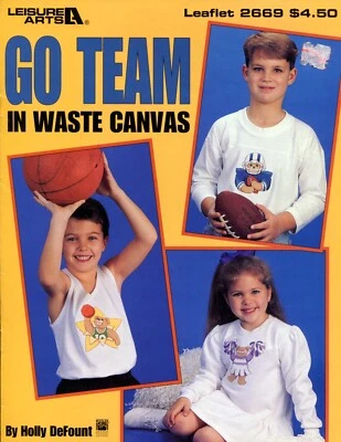 Go Team in Waste Canvas - cross stitch leaflet - Leisure Arts #2669 - Image 1 of 2