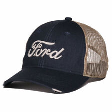 Ford Logo Tea Stained Worn Pre-Curved Adjustable Trucker Hat Blue
