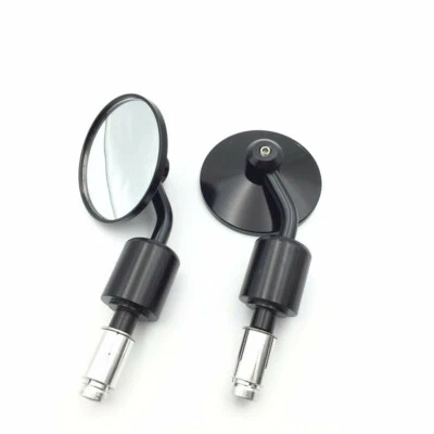 Espejo retrovisor CNC redondo de 7/8" con extremo de manillar para Yamaha Suzuki Ducati BMW negro Foto 1 de 4