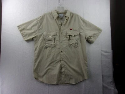 Tri Mountain Shirt Men sz M Tan Vented Short Sleeve Outdoor crawfish patch EUC! - Image 1 of 4