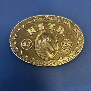 Vintage Belt Buckle Brass Horse Head Stallion Country Western Cowboy NSTR 4J 25 - Picture 1 of 5