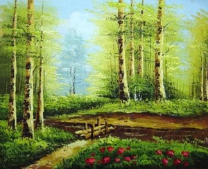 20x24 Path in Aspen Forest Oil Painting Naturalism Landscape Tree - Picture 1 of 1