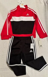 New ADIDAS Little Boys Red 2 Pc Tracksuit Track Suit Set Toddler 3 3T NWT - Picture 1 of 9