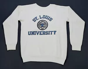 Rare Vintage DISCUS St. Louis University Billikens Sweatshirt 80s 90s White SZ M - Picture 1 of 12