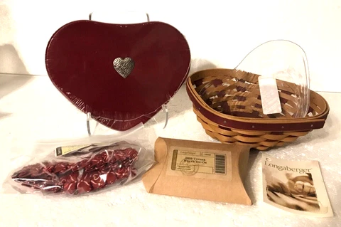 Longaberger Sweetheart Valentine TENDER HEARTS Basket Liner Protector Lid Tie On Cover