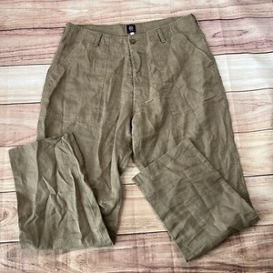 Res Ipsa Straight Leg Linen Pants Button Fly Brown Women’s Large 36x30 - Picture 1 of 10