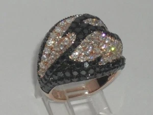 Signed RI 14k Rose Gold 4.84Cttw. Black & White Diamond Ring Sz 7 No SCRAP Gold - Picture 1 of 8