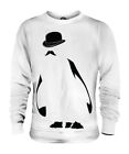 PENGUIN WITH TOP HAT UNISEX SWEATER  TOP GIFT ARCTIC MONOCHROME