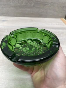 Vintage Anchor Hocking Ashtray Fairfield Starburst 6" Dark Green Mid Century MCM - Picture 1 of 7