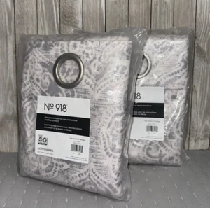 40 x 84 Grey Medallion GROMMET curtain panel drapes Room Darkening Insulated - Picture 1 of 7