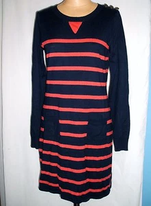 Women's Charlotte Ronson Sweater Dress - Long Sleeve - Navy & Coral - Size XS - Picture 1 of 8