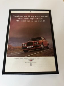 FRAMED Original Vintage 1992 Bentley Turbo R Magazine Advert Man Cave Wall Art - Foto 1 di 1