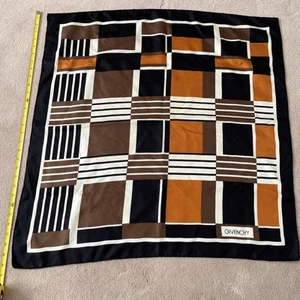 GIVENCHY Designer Large Silk Scarf geometric print Hand Rolled Hem 30x30 Vintage - Picture 1 of 5